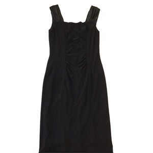 Joseph Ribkoff black dress silky sleeveless bodycon contemporary classic chic 8